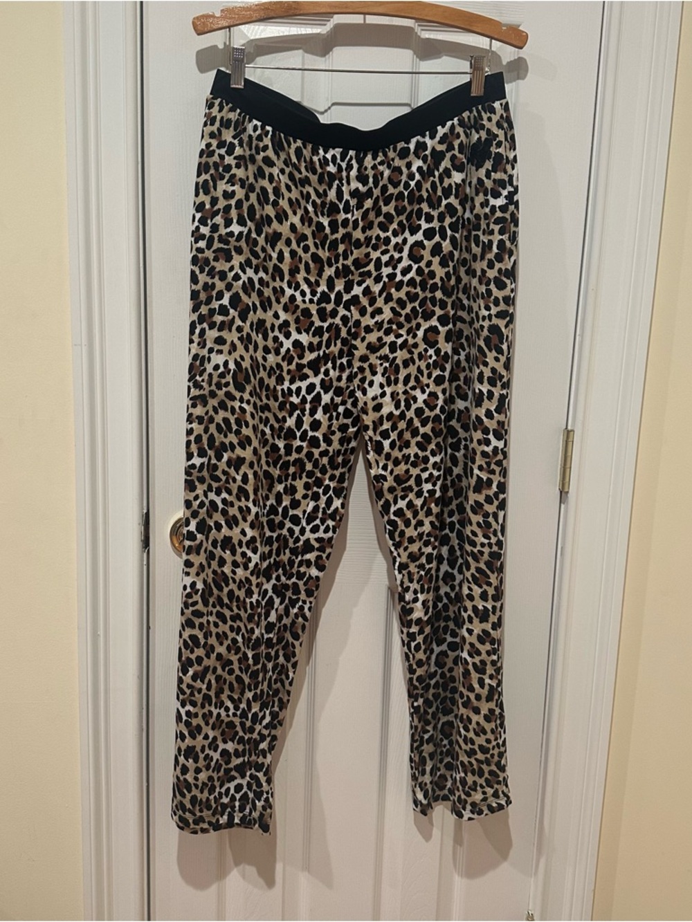 Betsy Johnson Leopard Print Pull-On Pants - Beige Black Brown, Size Medium